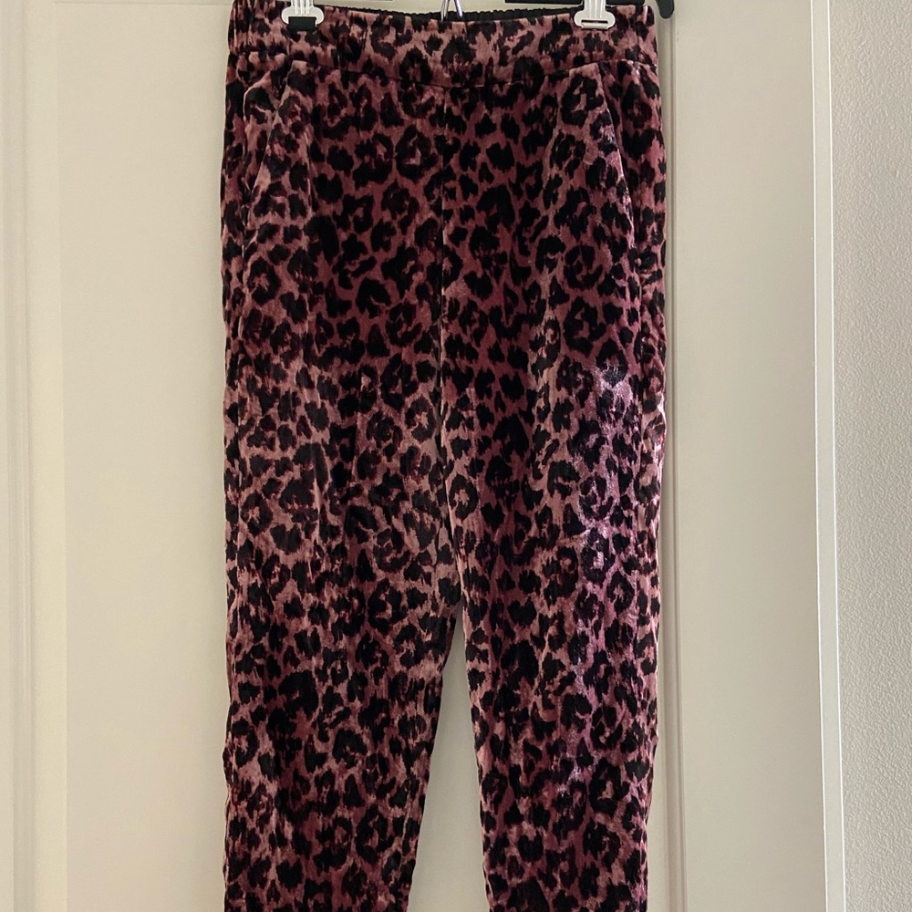 J Crew velvet leopard pull on pants